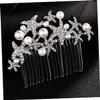 Beatifufu Bride Comb Crystal Silver Alloy Diamond-inlaid Pearl Hair Decor for Wedding view 4