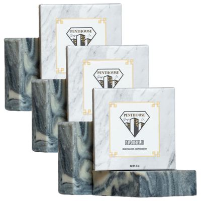 Penthouse Soap Co. Organic Bar Soap, Enriched with Natural Ingredients, 3 Bar Pack, Marble