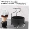 Angoily 1 set Holder Steel Beard Stainless Stand Shaving Metal Soap Tool Bowl Men Mustache view 3