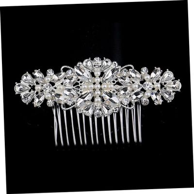 Beatifufu 1pc Elegant Rhinestone Hair Comb Imitation Bridal Accessory for Weddings Parties Banquets Design for Women Stunning Hair Inserted Comb for Stylish Updos