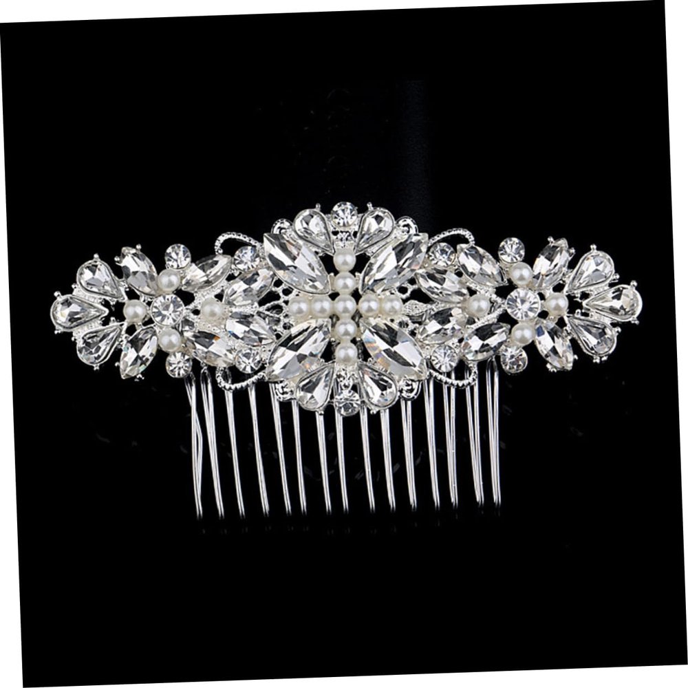 Beatifufu 1pc Elegant Rhinestone Hair Comb Imitation Bridal Accessory for Weddings Parties Banquets Design for Women Stunning Hair Inserted Comb for Stylish Updos