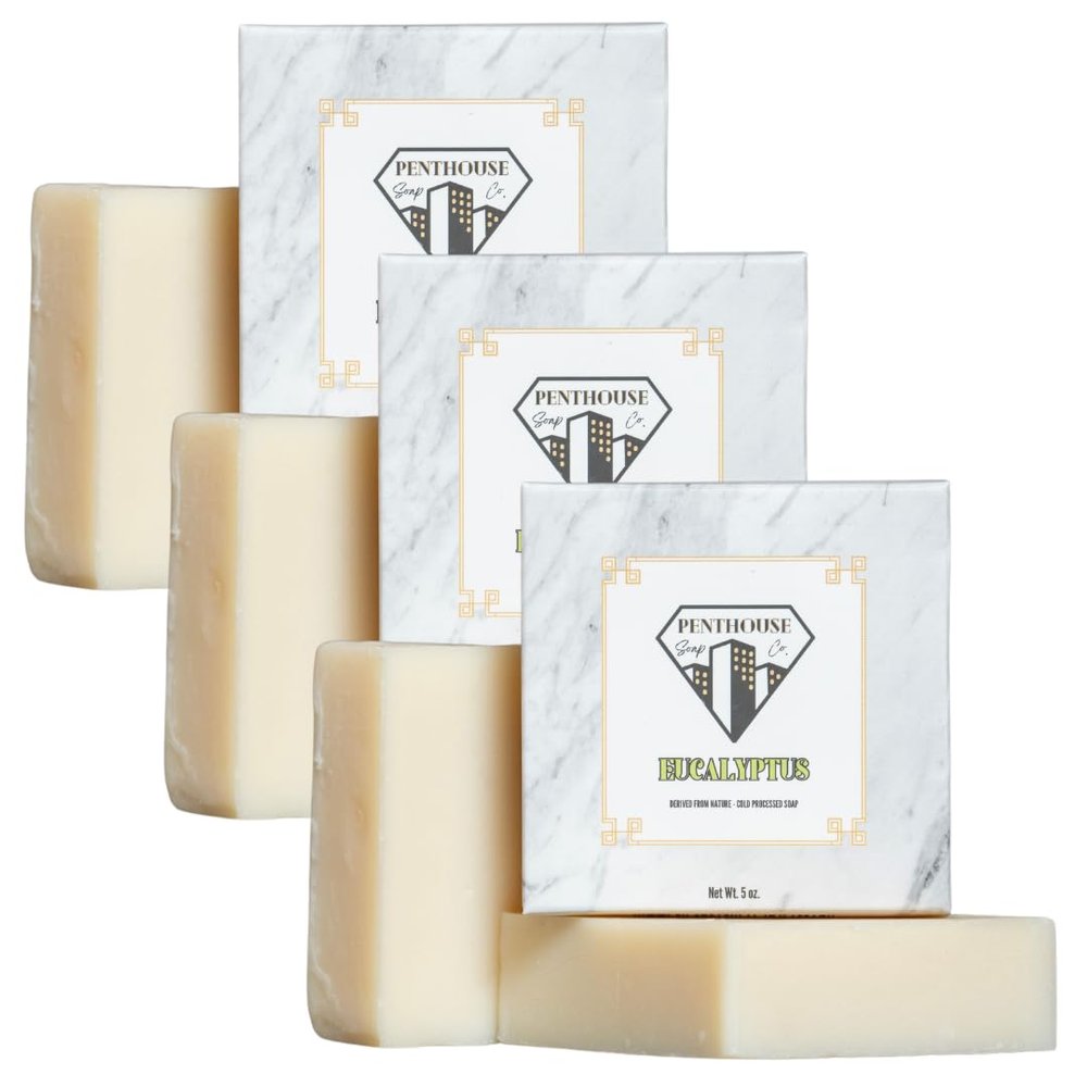 Penthouse Soap Co. Organic Bar Soap, Enriched with Natural Ingredients, 3 Bar Pack, Eucalyptus