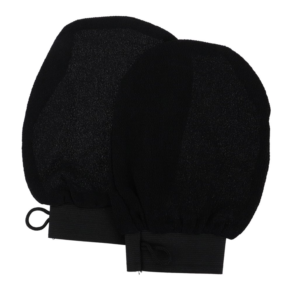 minkissy 1pair Exfoliating Shower Gloves for Dead Skin Removal Black Soft Body Wash Scrubber for Men and Women Enhances Production Relaxing Bath Experience