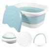 Foldable Foot Soak Basin Plastic for Home and Travel Use Blue view 2