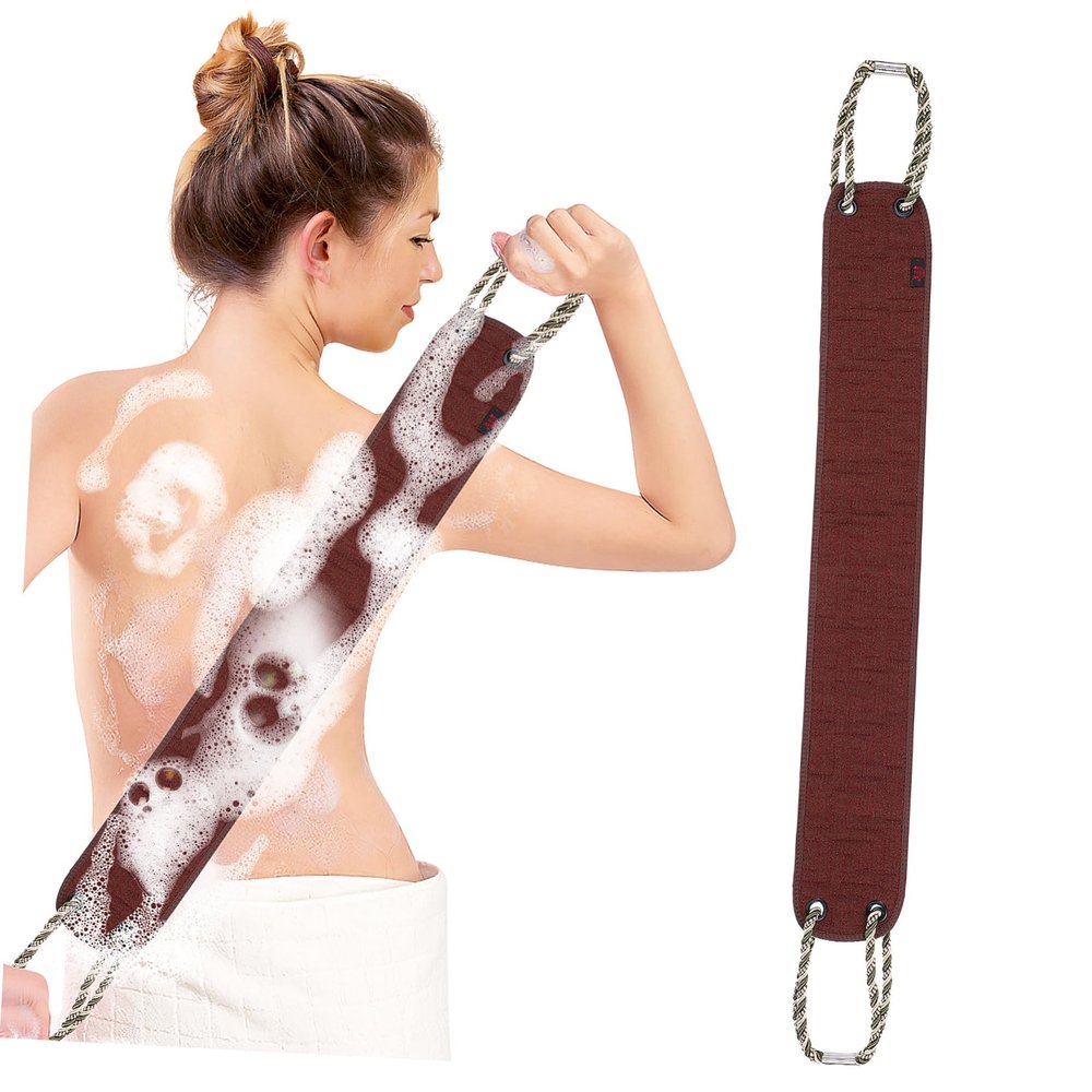 Angoily Back Exfoliating Tool Dual-Sided Exfoliating Bath Towel for Men Women Powerful Scrubbing Shower Scrubber for Full-Body Cleansing Easy to Store Hand Ropes Dead Skin Remover
