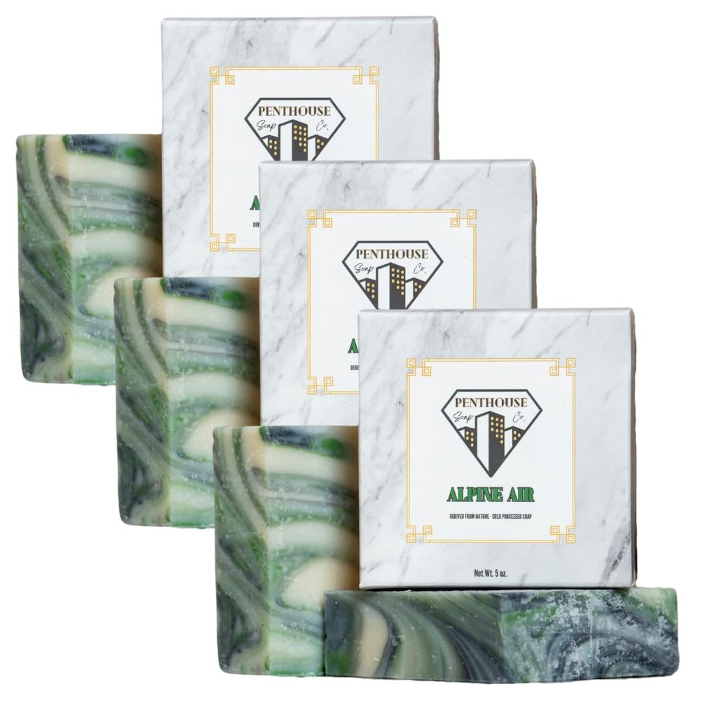 Penthouse Soap Co. Organic Bar Soap, Enriched with Natural Ingredients, 3 Bar Pack, Alpine Air