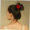 MERRYHAPY 4pcs Flower Hair Pins Beautiful Decorative Hair Accessories for Weddings Parties and Special Occasions Retro Red Design view 3