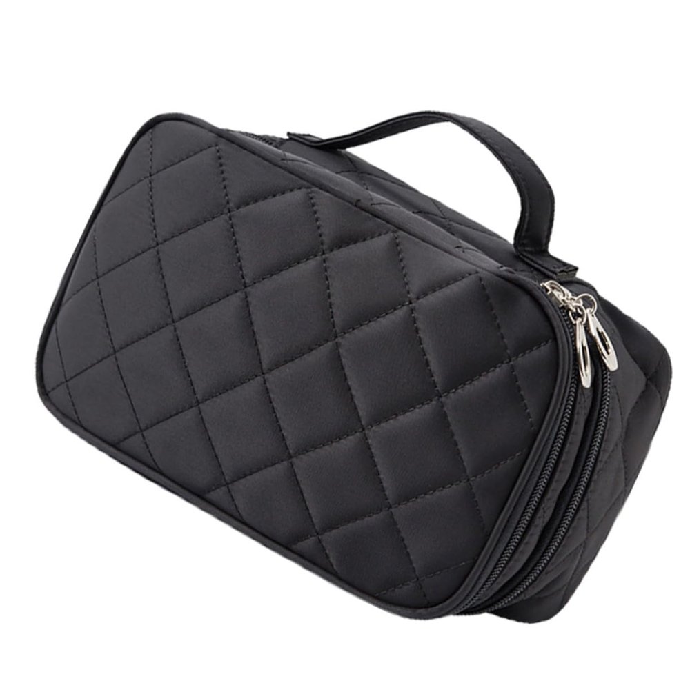 minkissy 1pc Portable Toiletry Bag Double-layer Makeup Pouch for Travel Cosmetic Organizer Mirror Capacity Storage for Men Women for Trips