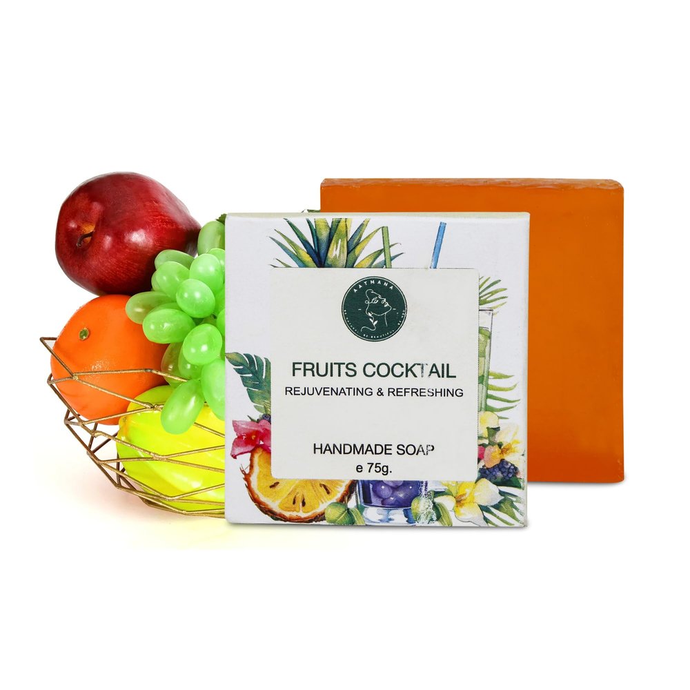 AATMANA Fruits Cocktail Handmade Natural Bar Soap for Men & Women, Moisturizing Body & Face Soap, 7.9 Oz Soap Bars (3 Soap Set)