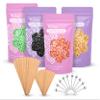 AZAM Hard Wax Beads,Hot Wax Beads,Hair Removal for Full Body4X100G Painless Hard Wax Beans with 10 large applicators 10 smaller ones, 10 nose sticks, Professional Wax Beads for Eyebrow, Bikini view 1