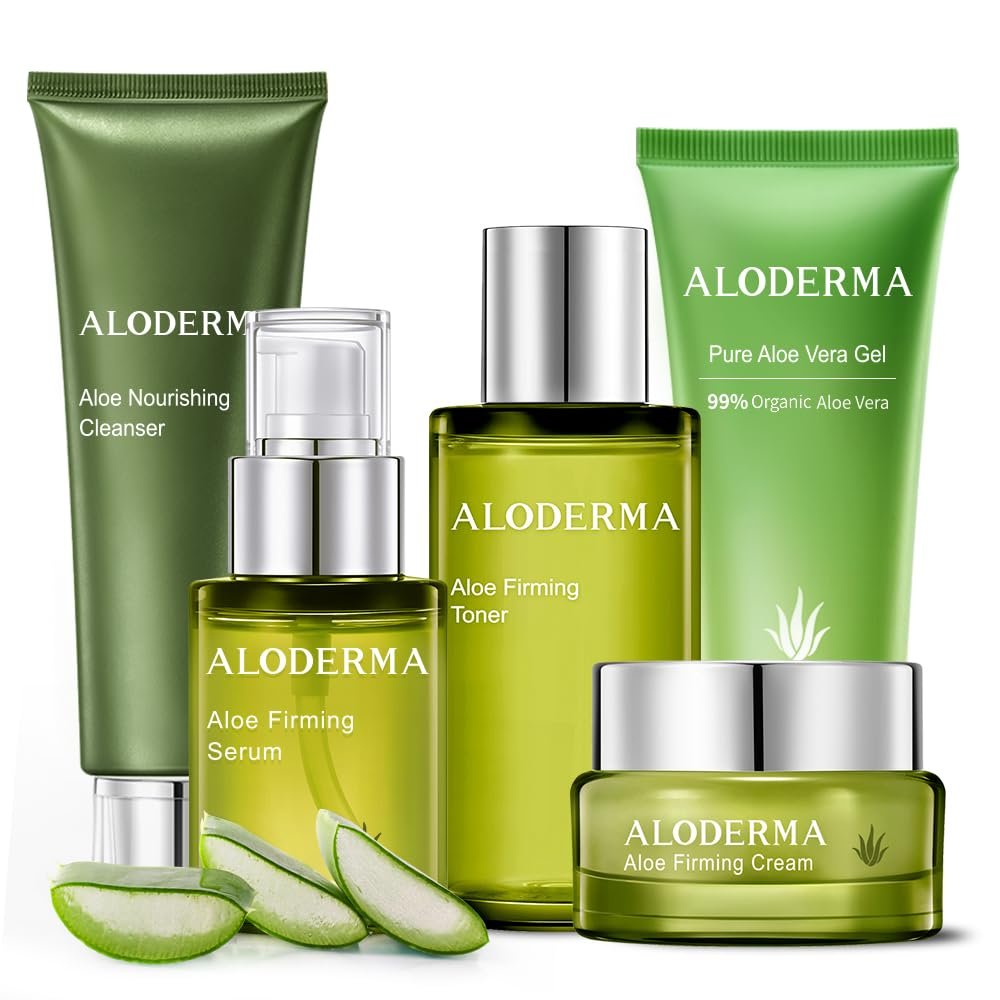 Aloderma Signature Aloe Firming & Rejuvenating Set - 6 Pieces - 114g Gel, Cleanser, Toner, Serum, Cream x 2pcs