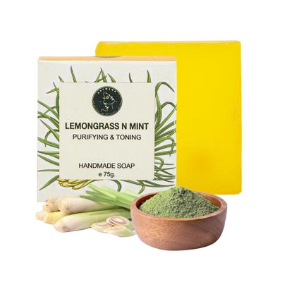AATMANA Mint & Lemongrass Handmade Natural Bar Soap for Men & Women, Moisturizing Body & Face Soap, 7.9 Oz Soap Bars (3 Soap Set)