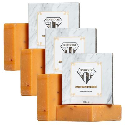 Penthouse Soap Co. Organic Bar Soap, Enriched with Natural Ingredients, 3 Bar Pack, Sweet Orange Turmeric