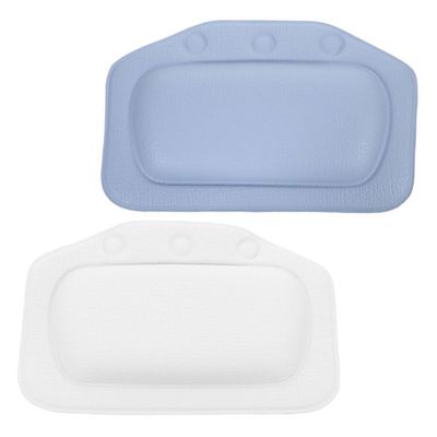 Gogogmee 2pcs Bath Pillows for Bathtub Comfortable Headrest Cushions with Suction Cups for Neck and Back Support for and Hotel Use Blue and White