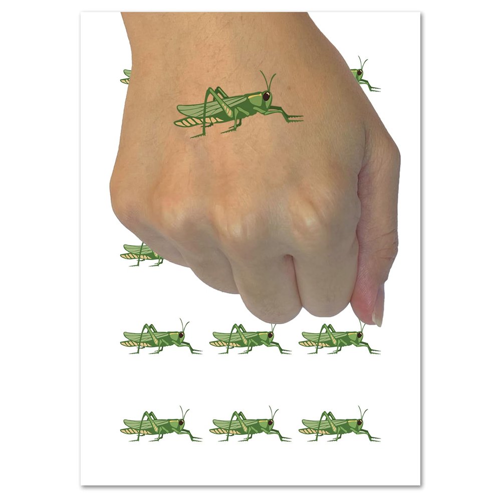 Grasshopper Insect Solid Temporary Tattoo Water Resistant Fake Body Art Set Collection - 54 1" Tattoos (1 Sheet)