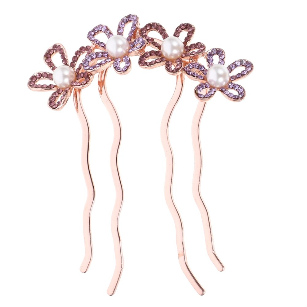 Beatifufu Bridal Hair Comb with Rhinestone and Floral Pearl Design Elegant Teeth Hair Accessory for Weddings Parties and Special Occasions