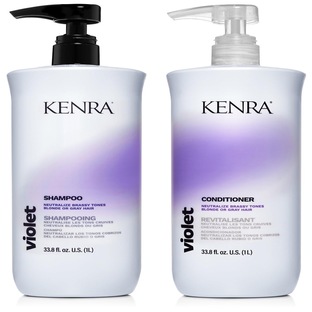 Kenra Violet Shampoo & Conditioner Set | Eliminates Brassy Tones | Purple Pigment + Deposit | Neutralizes Yellow | Moisturizes Processed Hair | Enhances Vibrancy of Blonde or Gray Hair | 33.8 fl. oz.