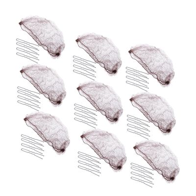 MERRYHAPY 50pcs Micro Nylon Hair Nets Invisible Elastic Mesh U-shaped Hairpin Set Bun Comfortable for Women Girls Professional Use Daily Wear