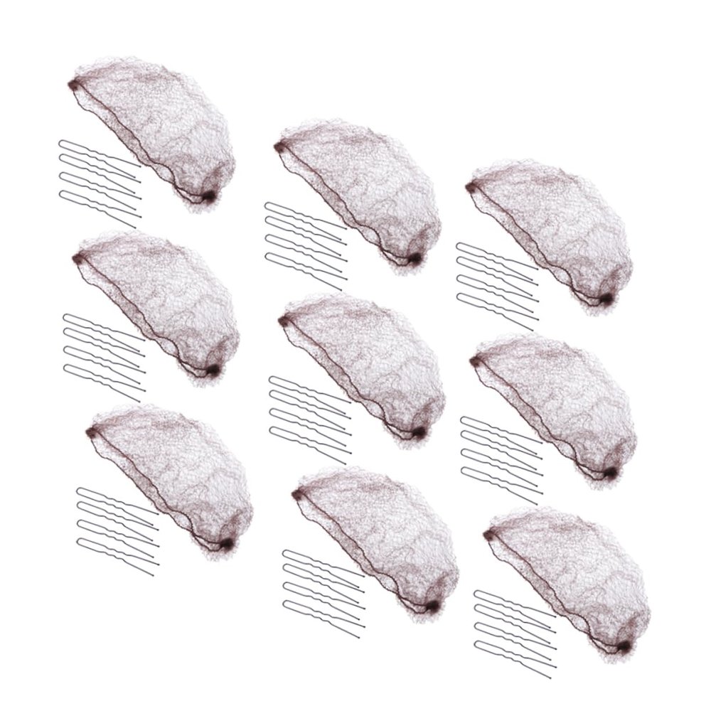 MERRYHAPY 50pcs Micro Nylon Hair Nets Invisible Elastic Mesh U-shaped Hairpin Set Bun Comfortable for Women Girls Professional Use Daily Wear