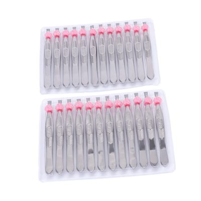 Beatifufu 24pcs Stainless Steel Flat Tip Eyebrow Tweezers for Precise Hair Removal Anti-slip Design for Easy Grooming for Makeup and