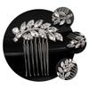 Beatifufu 1Pc Rhinestone Alloy Hair Comb Side Hair Accessory for Women Leaf Design Fashion Hairpin for Weddings Parties and Daily Use view 2