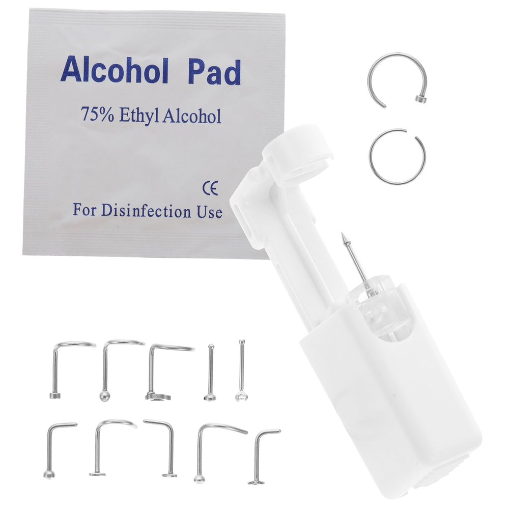 minkissy 1set Nose Piercing Kit Nose Easy Use Piercing Gun for Safe Home Use for Beginners and Experts