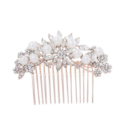 Beatifufu Bride Hair Comb Rose Gold Wedding Headdress Delicate Fashion Headwear for Women Elegant Costume Accessories for Parties and Special Events