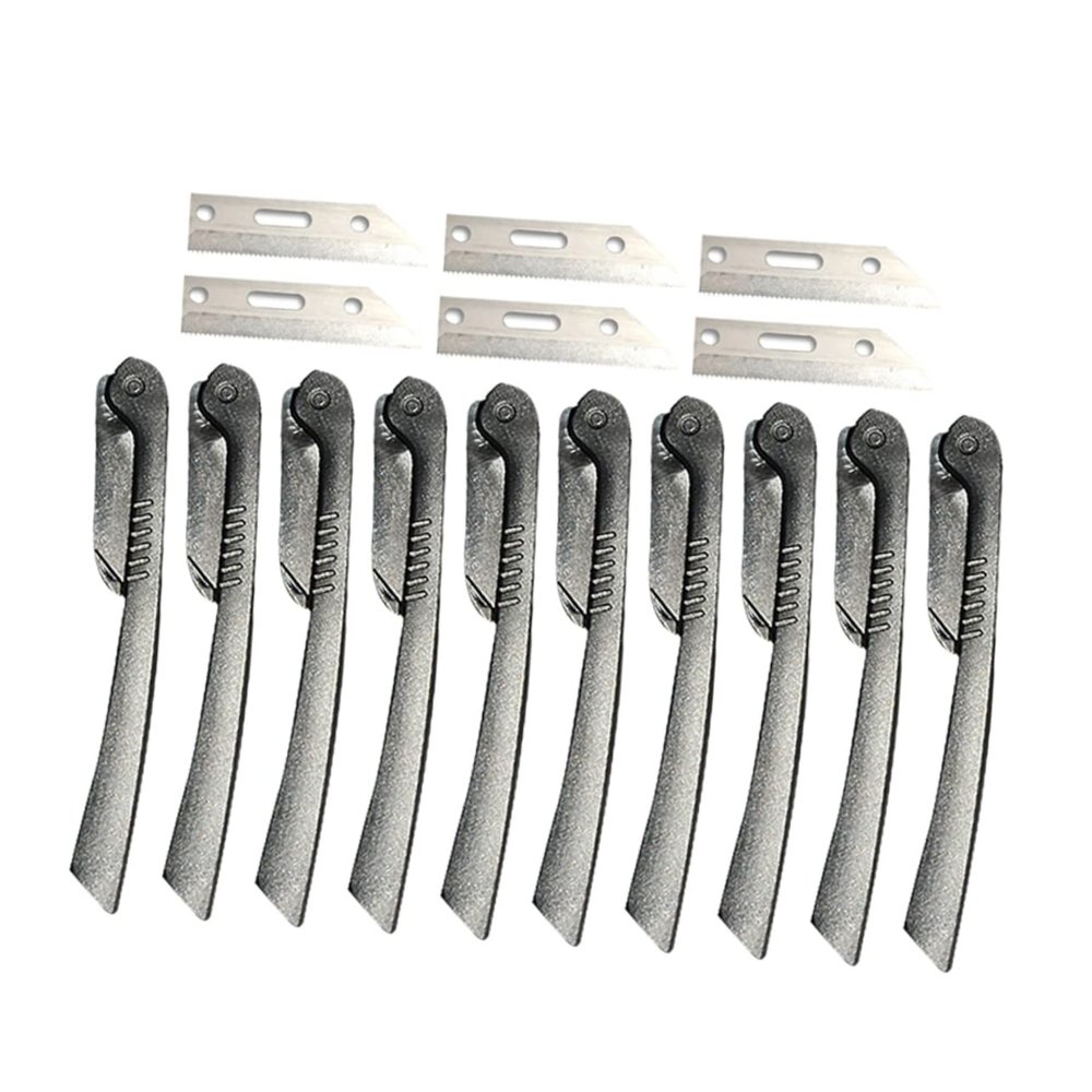 MERRYHAPY 1set Foldable Eyebrow Trimmer Portable Stainless Steel Eyebrow Razor Replaceable Blades for Precise Shaping Makeup Tool for Travel and Daily Grooming Black
