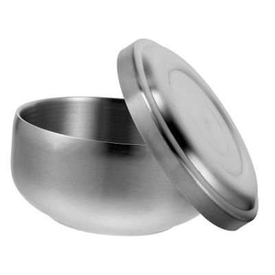 minkissy Stainless Steel Shaving Bowl Lid for Men Soap Mug for Wet Shaving Compact Design for Home Travel Use Practical Grooming Tool Silver