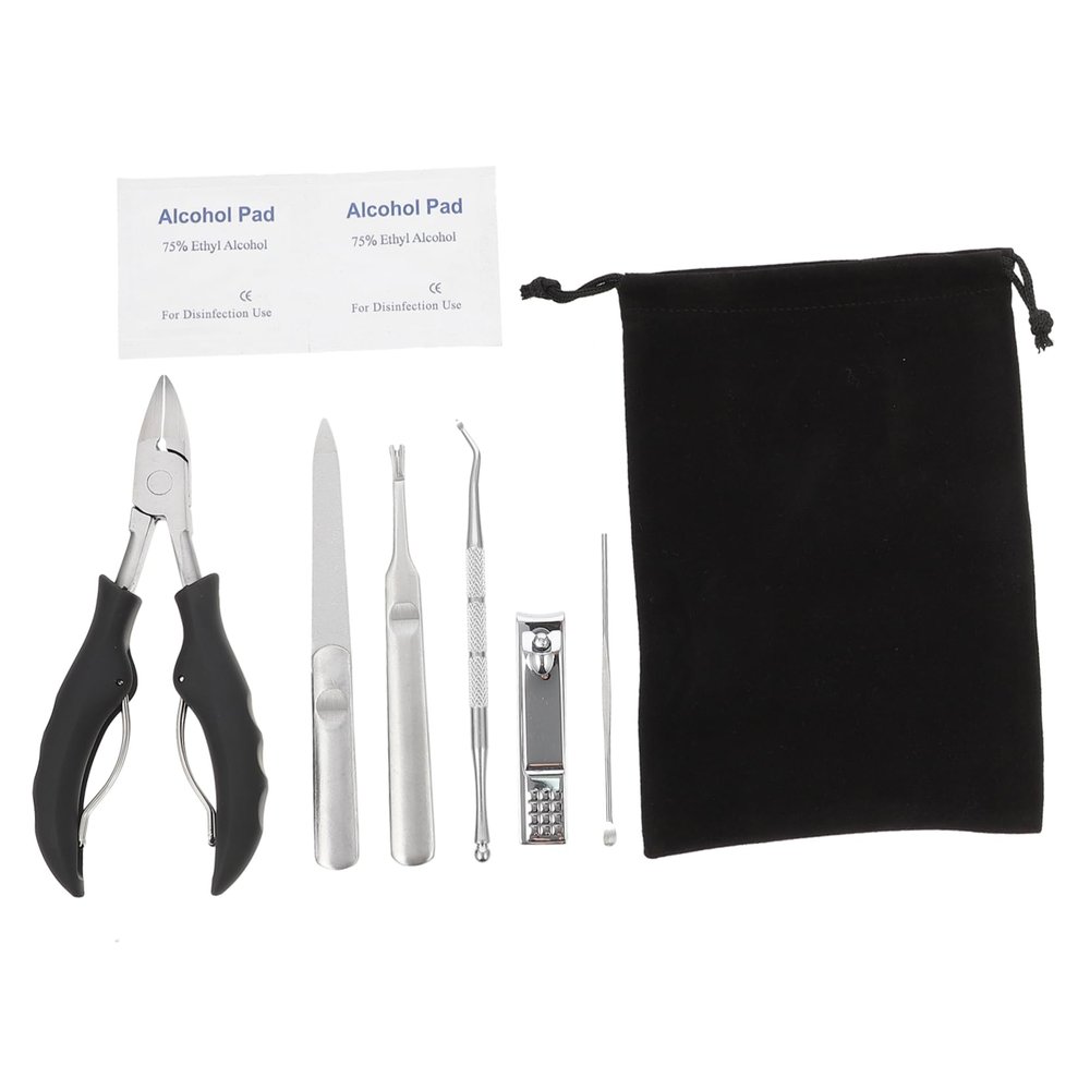 Beatifufu 7pcs Nail Trimmer Set Stainless Steel Nail Care Tools for Manicure and Pedicure Portable Storage Bag Included for Home and Travel Use