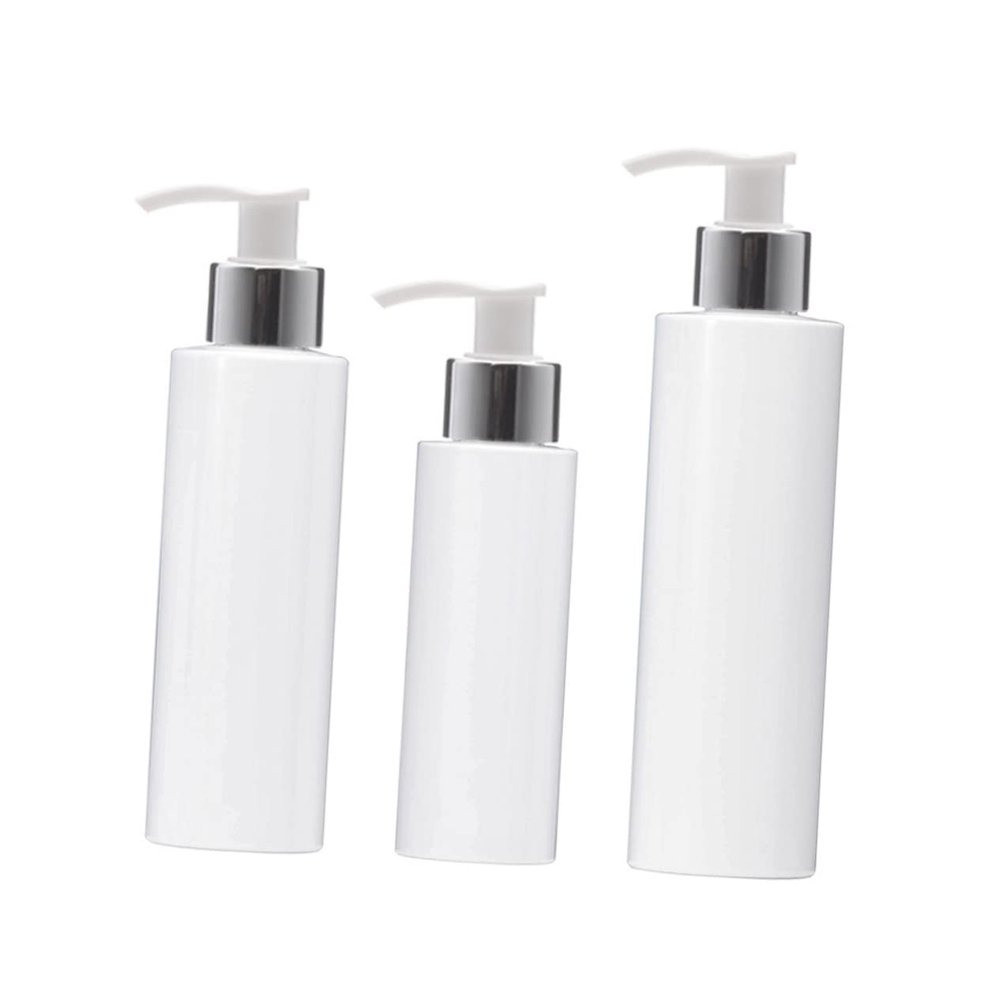 Beatifufu 3pcs Plastic Lotion Pump Bottles White Dispenser Containers for Travel Camping and Daily Use for Shampoo Lotion Wash