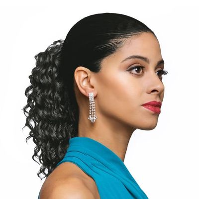 12" Length Drawstring Curly Loose Ponytail DS22 Color 280 - Gently Pulled Out Spiral Curls Haipiece Fusion Heat Friendly Synthetic Fiber Womens African American Foxy Silver Bundle Hairloss Booklet