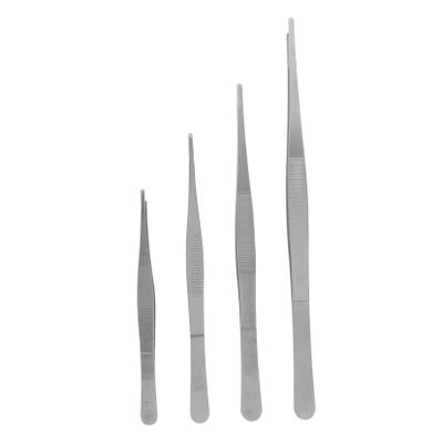 minkissy 4pcs Skid-resistant Tweezers Flat Tip Stainless Steel for Nail Art Manicure Gardening