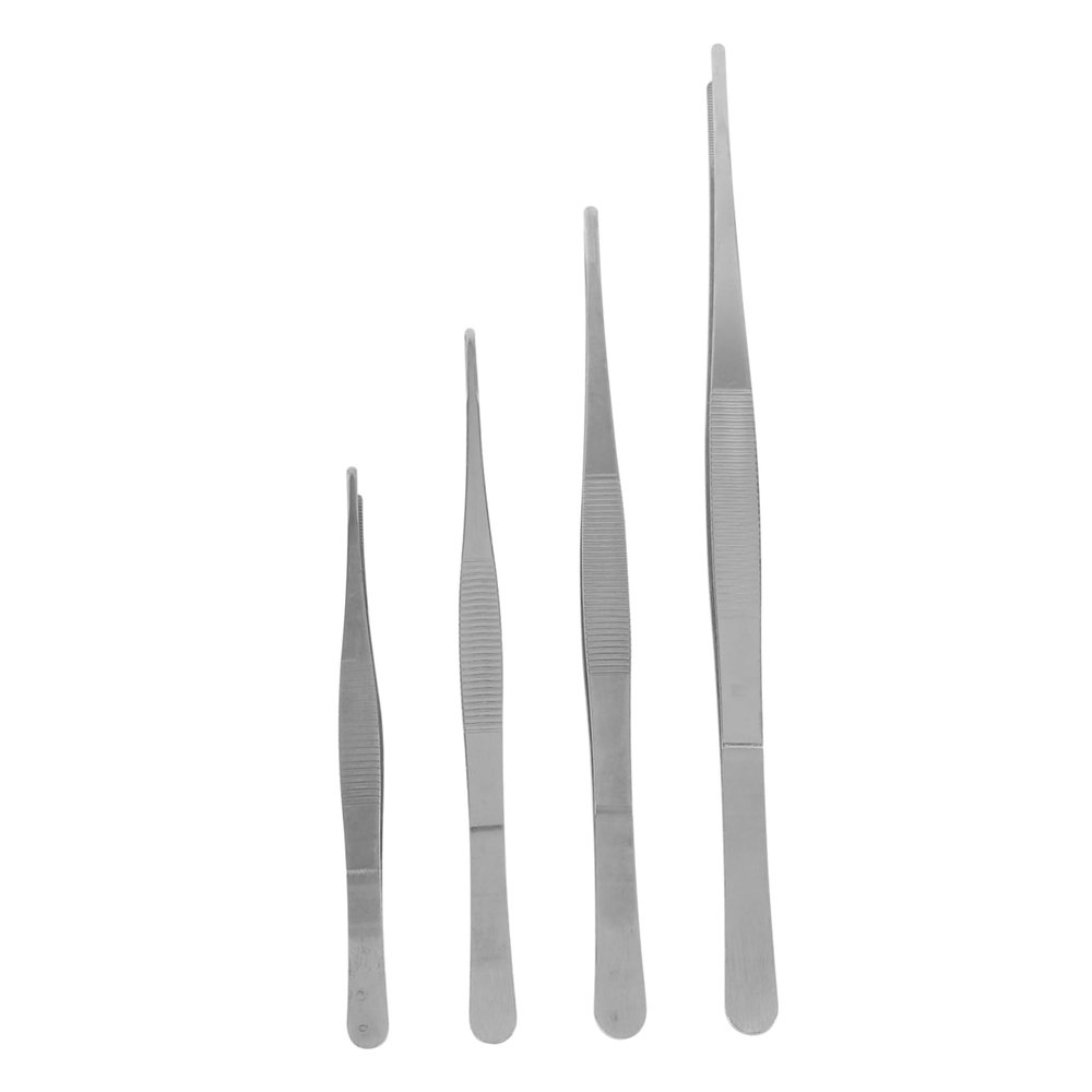 minkissy 4pcs Skid-resistant Tweezers Flat Tip Stainless Steel for Nail Art Manicure Gardening