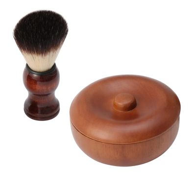 Beatifufu Men Shaving Brush Set Bowl Beard Brush Kit for Beard Types Produces Smooth Shave Convenient Handle for Comfortable to Hold Complete Facial Care Tool