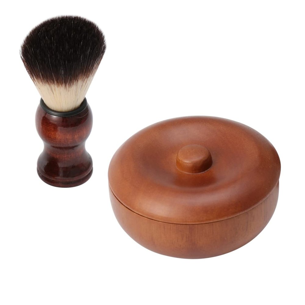 Beatifufu Men Shaving Brush Set Bowl Beard Brush Kit for Beard Types Produces Smooth Shave Convenient Handle for Comfortable to Hold Complete Facial Care Tool