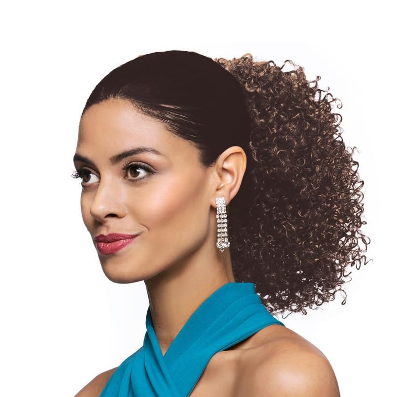 10" Length Drawstring Ponytail DS21 Color FS4/27 - Cheerleading Looser Spiral Curls Fusion Heat Friendly Synthetic Fiber Womens Lightweight African American Curly Cheer Bundle Hairloss Booklet