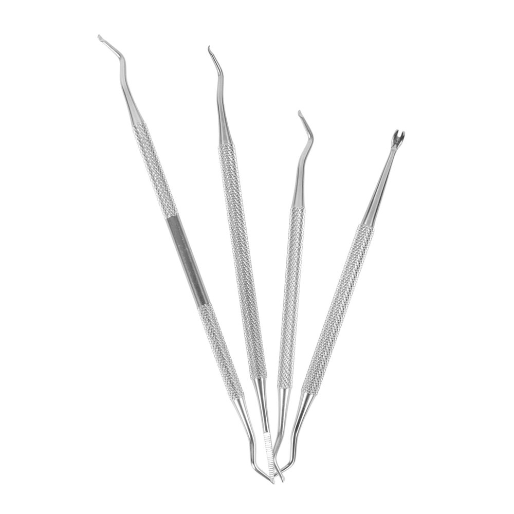 Beatifufu 4pcs Nail Art Tools Practical Cuticle for Nail Care Dead Skin Removal Lightweight and Portable Manicure Kit for Daily Use Silver