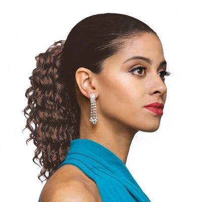 12" Length Drawstring Curly Loose Ponytail DS22 Color FS4/30 - Gently Pulled Out Spiral Curls Haipiece Fusion Heat Friendly Synthetic Fiber Womens African American Foxy Silver Bundle Hairloss Booklet