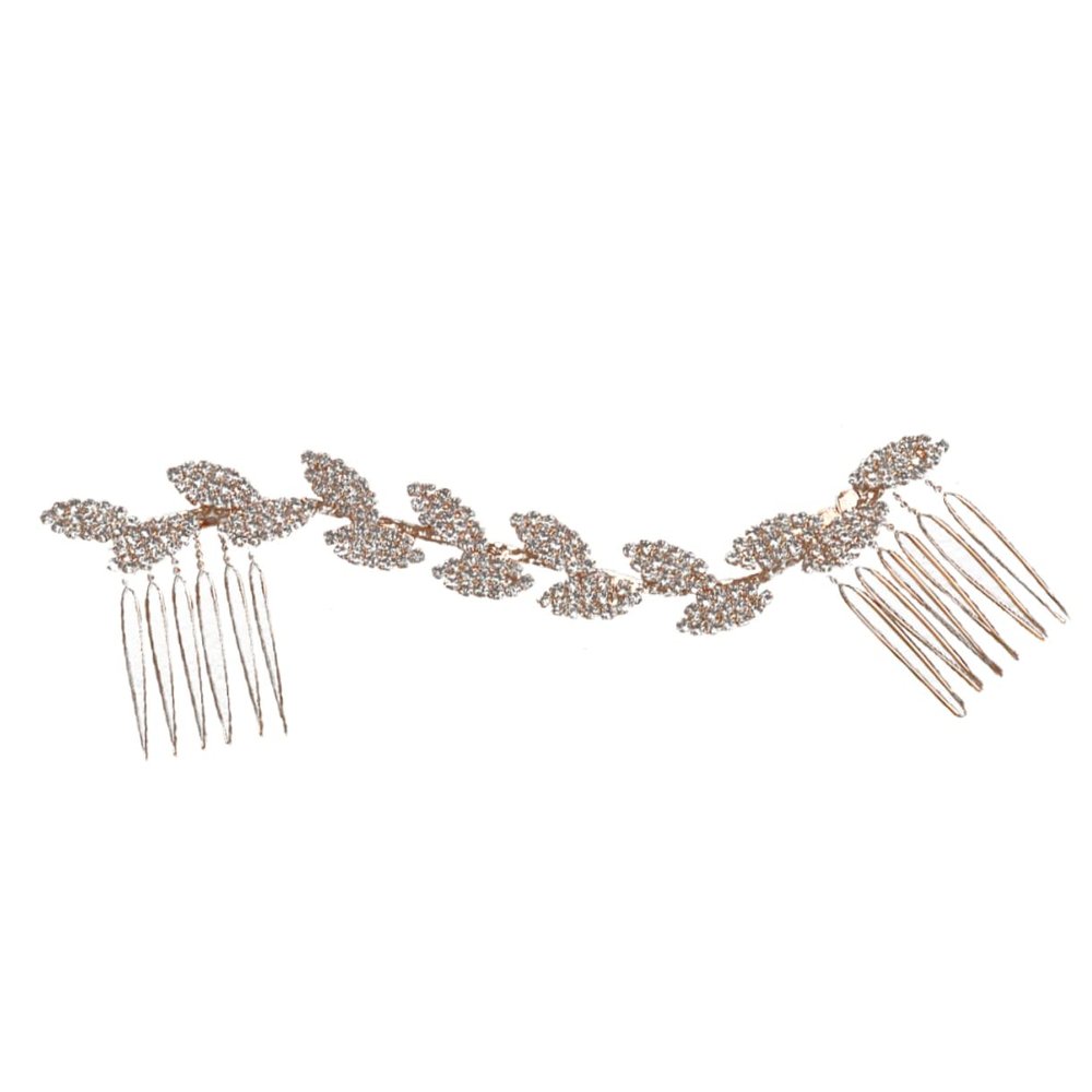 Beatifufu Bridal Hair Comb Accessory Elegant Crystal Hair Comb Clip for Wedding Special Occasions Dainty Leaf Design Bridal Headdress for Women Festivals Parties