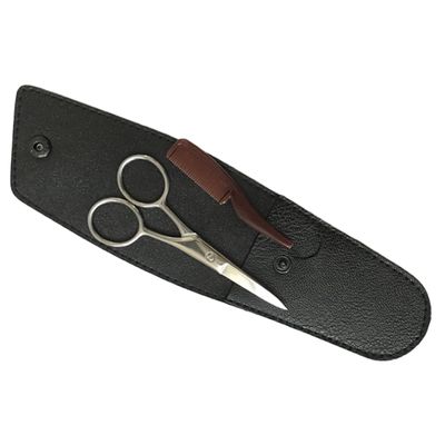 minkissy Stainless Steel Beard and Mustache Trimming Scissors Kit for Men Professional Eyebrow Shears with Comb and Storage Bag Grooming Accessories for Home and Barbershop
