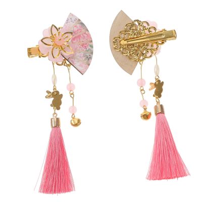 MERRYHAPY Must-have 2pcs Japanese Fan Hair Clips Tassel Hairpin Korean Fashion Hair Stick for Wedding Party
