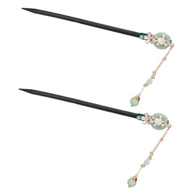 MERRYHAPY 2pcs Ebony Hair Stick Elegant Chinese Style Hairpins for Bun and Updo Classic Hair Accessories for Women for Ethnic Hairdos and Traditional Looks
