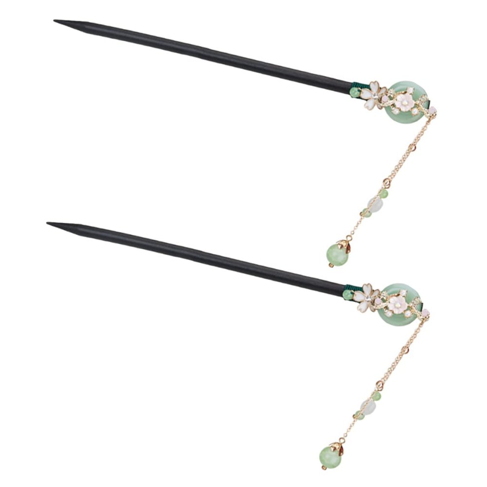MERRYHAPY 2pcs Ebony Hair Stick Elegant Chinese Style Hairpins for Bun and Updo Classic Hair Accessories for Women for Ethnic Hairdos and Traditional Looks