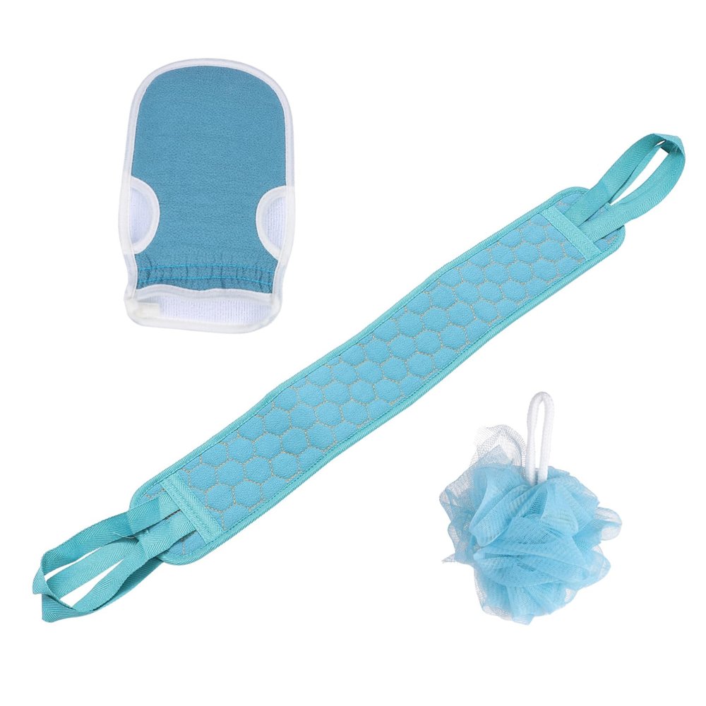 minkissy 3pcs Exfoliating Bath Towel Deep Cleansing Shower Gloves Back Scrubber for Men and Women Portable Rubbing Tools for Body Exfoliation and Massage