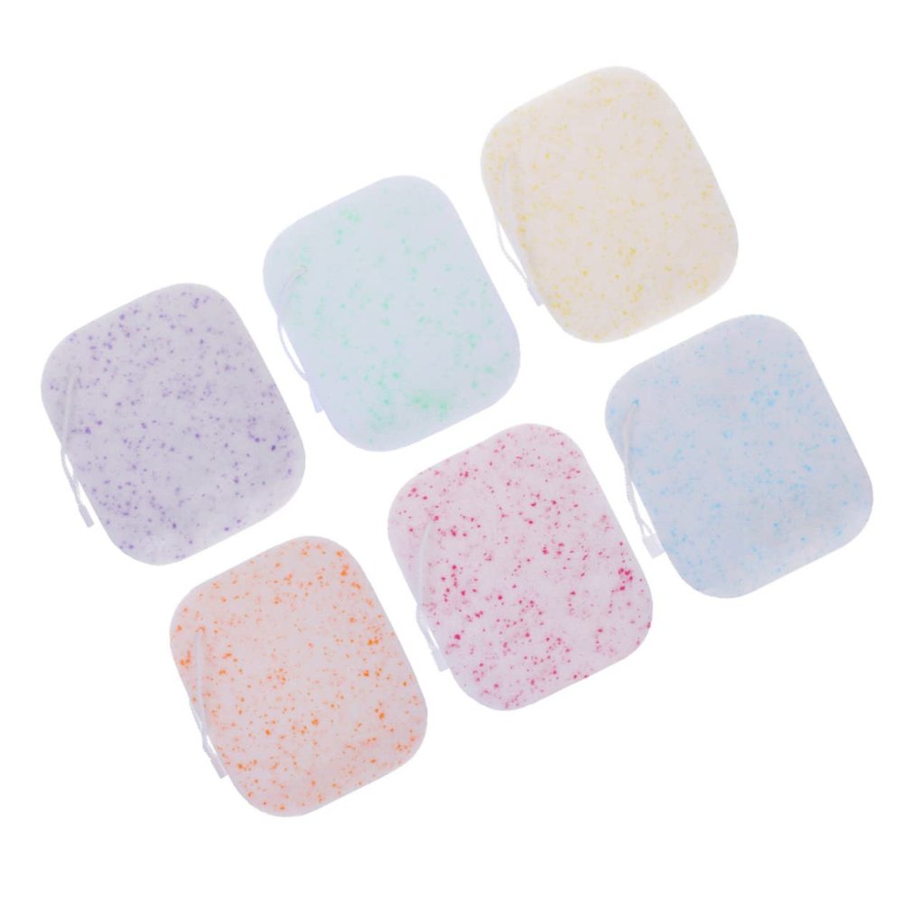 MERRYHAPY 6pcs Thickened Facial Cleansing Pads Gentle Makeup Remover Sponges for Daily Skin Care Hydrating and Exfoliating Face Wipes with Green Tea Lavender Orange Blueberry and