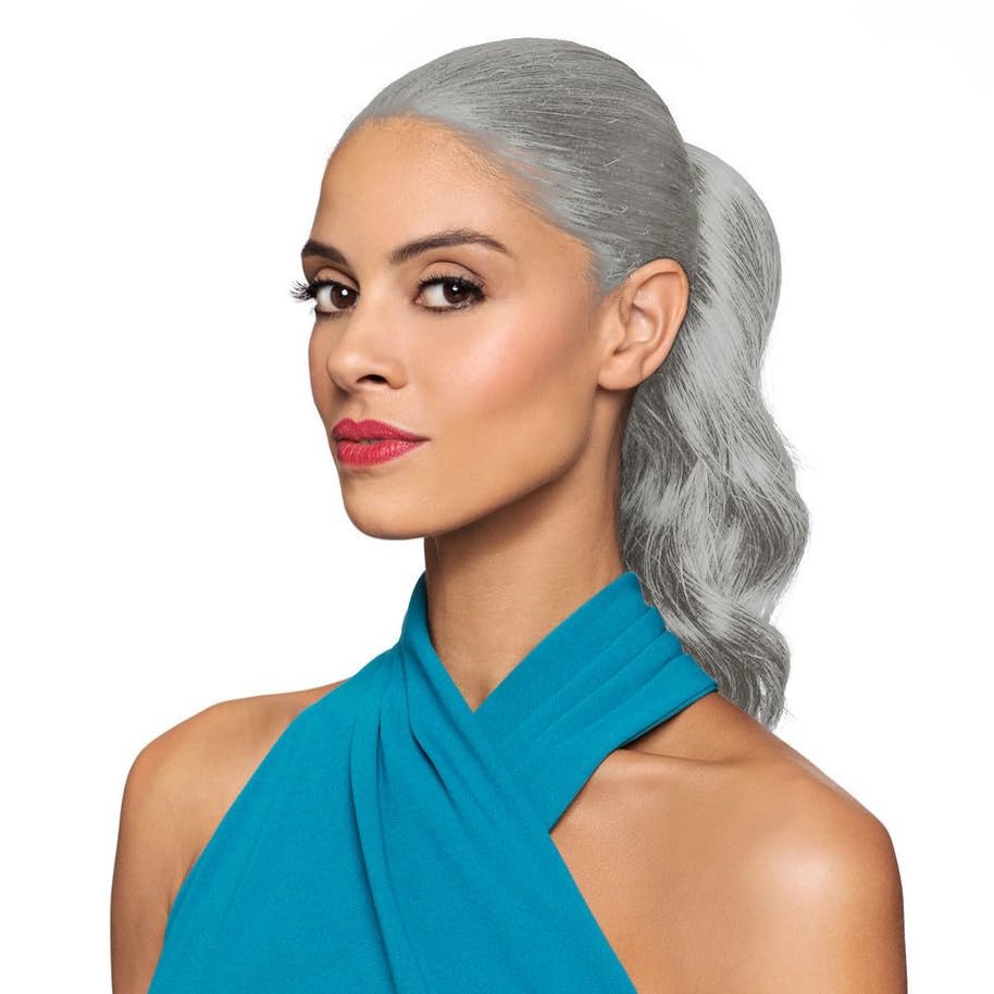10" Length Drawstring Wavy Ponytail DS23 Color 60 - Elegant Waves Hairpiece Fusion Heat Friendly Synthetic Fiber Womens Lightweight African American Foxy Silver Bundle Hairloss Booklet