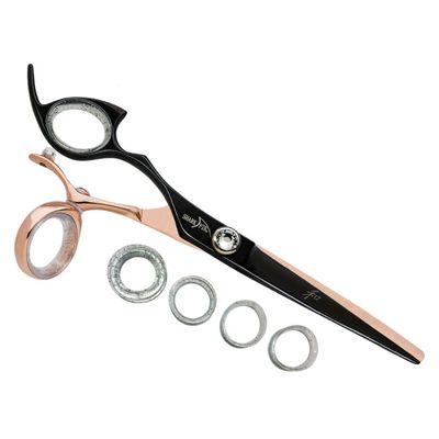 Sharkfin Shears Professional Left Handed Swivel Rose Gold/Black 5.5" Scissors