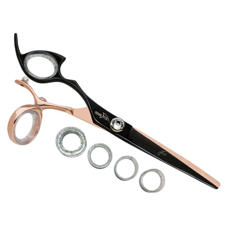 Sharkfin Shears Professional Left Handed Swivel Rose Gold/Black 5.5" Scissors