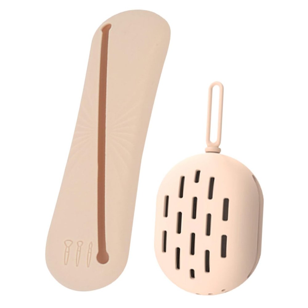 BIUDECO 1set Makeup Brush Storage Container Brush Holder Makeup Blender Case Organizer Portable Lightweight Cute Design for Easy Cleaning Travel